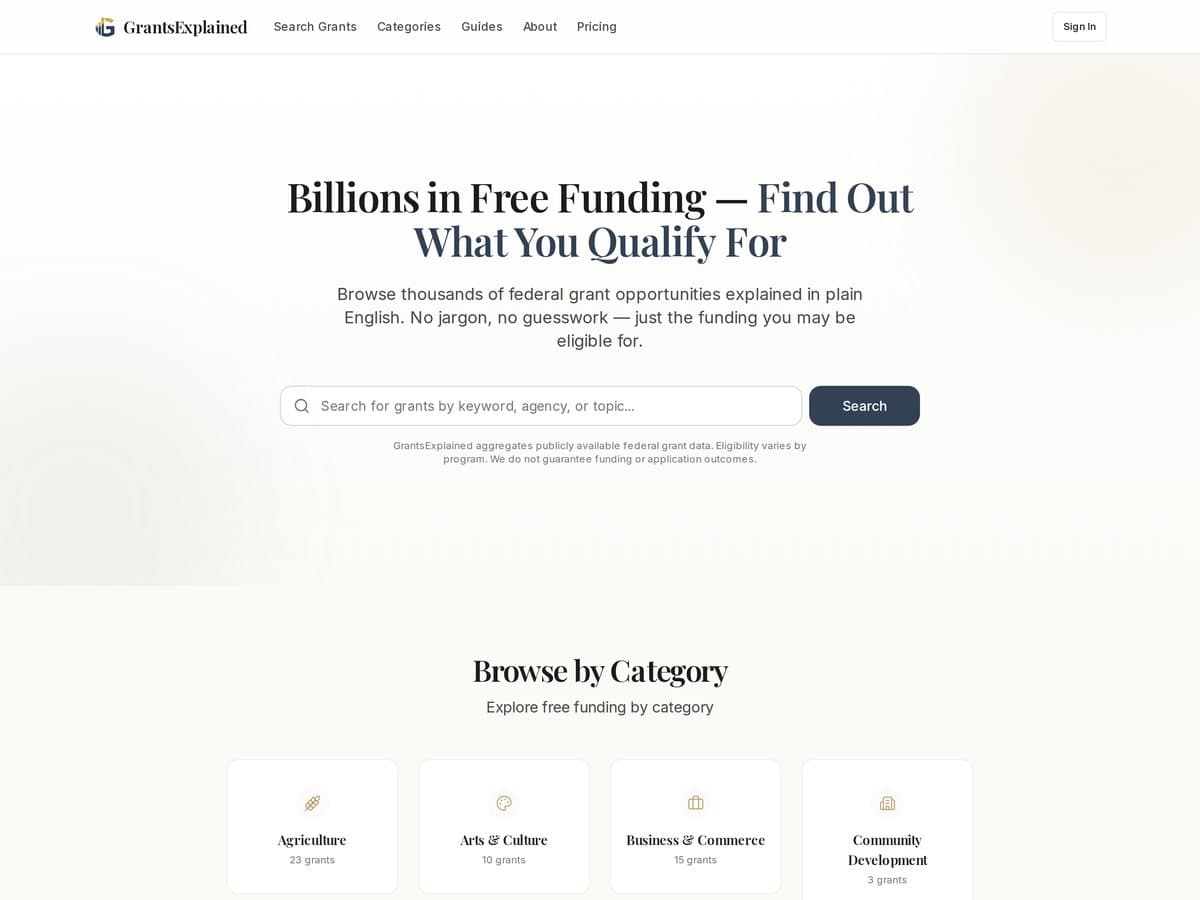 GrantsExplained — Federal grant search