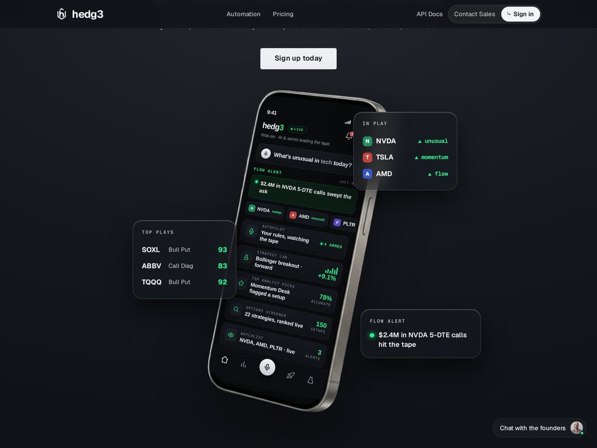 hedg3 — Market data & alerting
