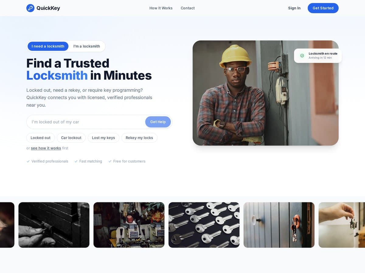 QuickKey — Locksmith marketplace